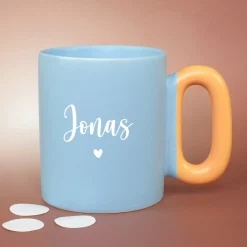 Personalisierte Tasse mit Name & Herz Motiv | Bunter Porzellan Kaffeebecher von Ritzenhoff & Breker