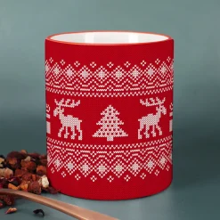 Personalisierte Tasse mit Name zu Weihnachten | Weihnachtstasse in Strick-Optik
