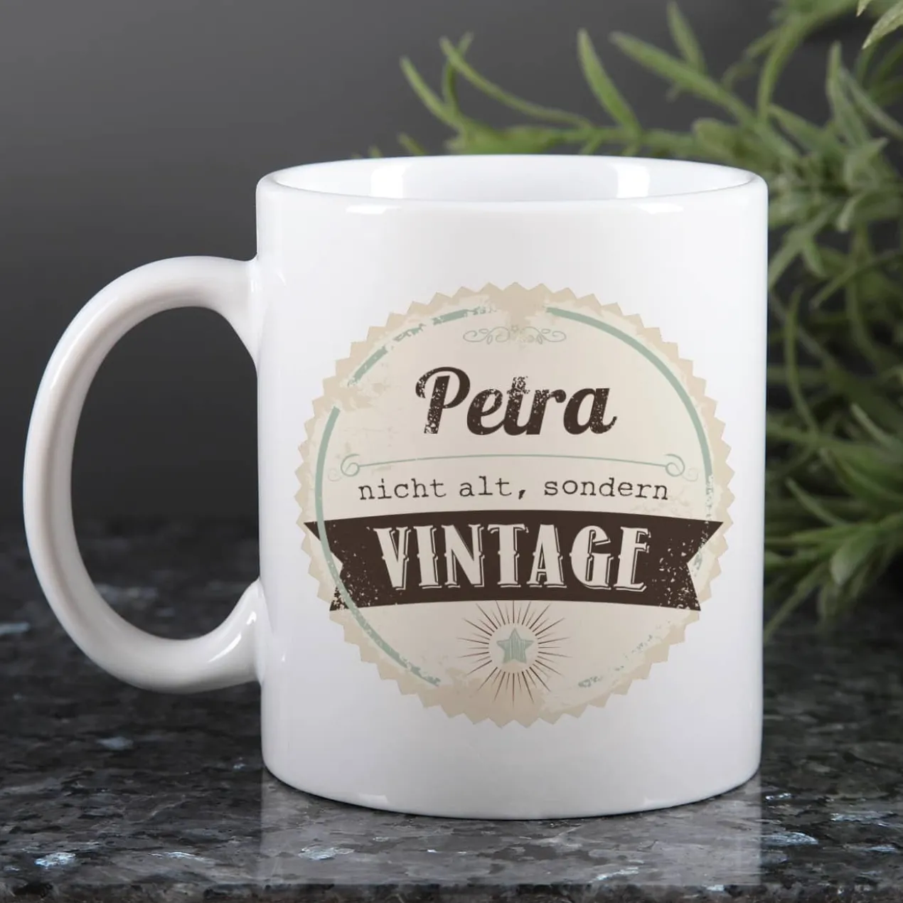 personalisierte Tasse zum Geburtstag - Nicht alt, sondern vintage!