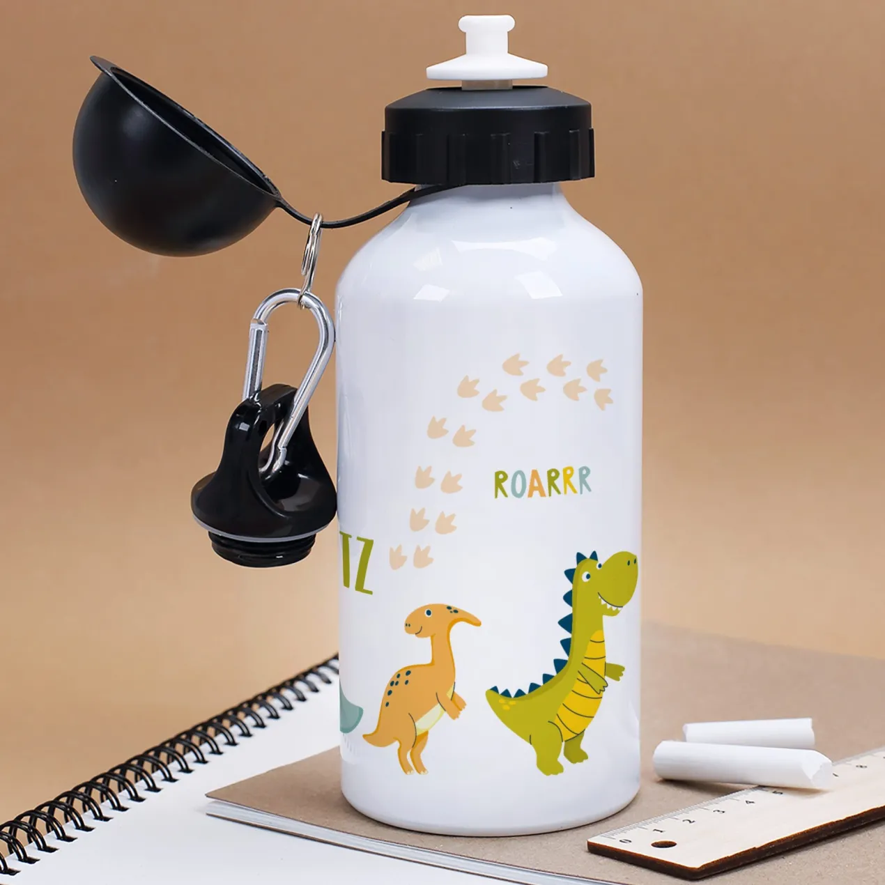 Personalisierte Trinkflasche für Kinder mit Dinosaurier-Motiv | Metall | 500ml