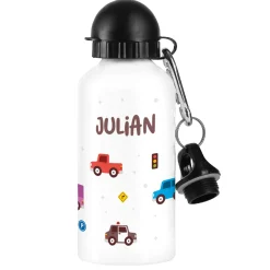 Personalisierte Trinkflasche für kleine Autofans aus Metall | 500ml