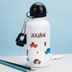 Personalisierte Trinkflasche für kleine Autofans aus Metall | 500ml