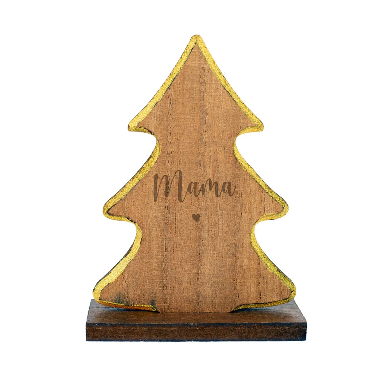 Personalisierte Weihnachtsdeko aus Holz mit Name & Herz | Engel, Stern oder Tannen Skulptur graviert