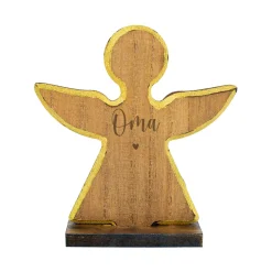 Personalisierte Weihnachtsdeko aus Holz mit Name & Herz | Engel, Stern oder Tannen Skulptur graviert