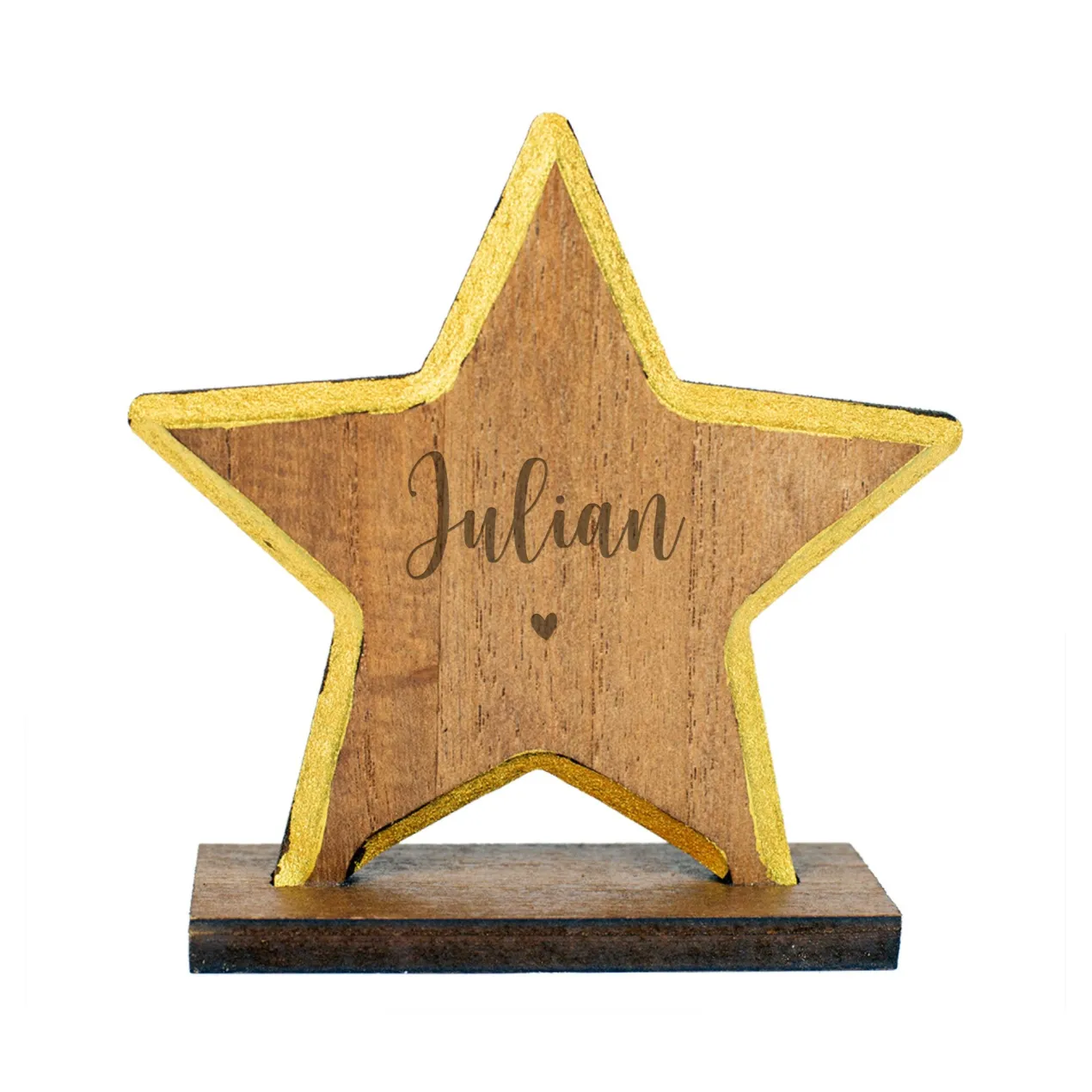 Personalisierte Weihnachtsdeko aus Holz mit Name & Herz | Engel, Stern oder Tannen Skulptur graviert