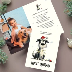 Personalisierte Weihnachtskarte mit witzigem Hunde-Motiv | Klappkarte mit Foto & Wunschtext