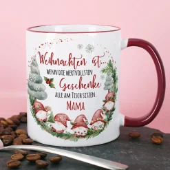Personalisierte Weihnachtstasse mit Wichtelmotiv und Name | Weihnachtsgeschenk & Wichtelgeschenk