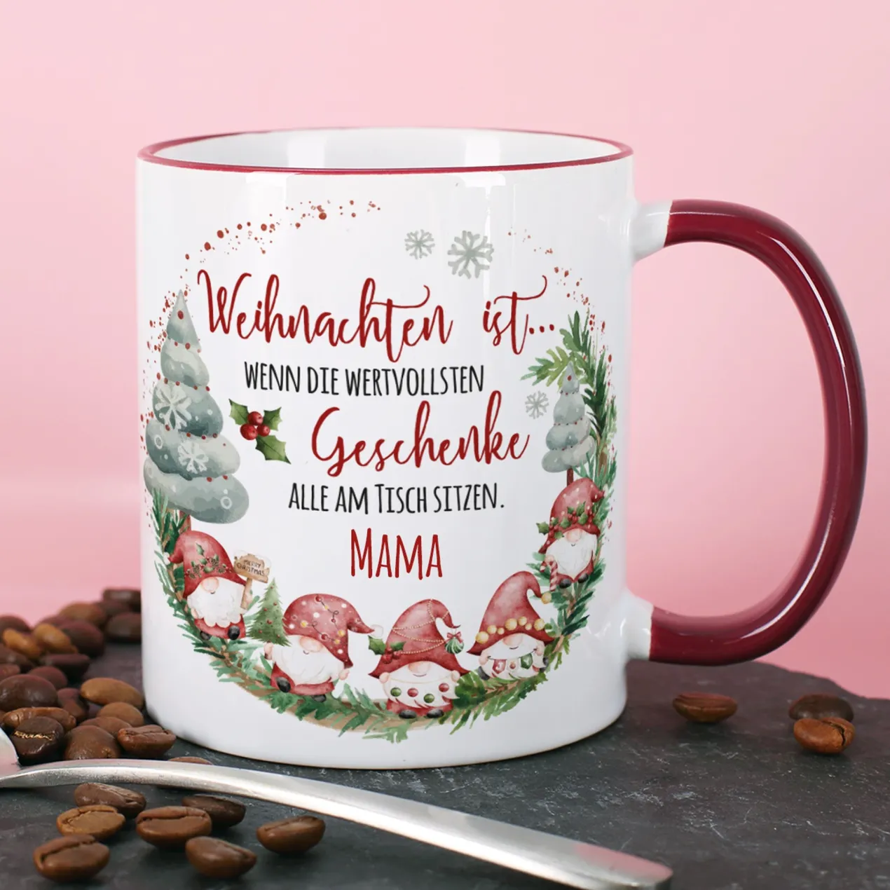 Personalisierte Weihnachtstasse mit Wichtelmotiv und Name | Weihnachtsgeschenk & Wichtelgeschenk