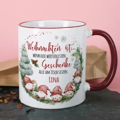 Personalisierte Weihnachtstasse mit Wichtelmotiv und Name | Weihnachtsgeschenk & Wichtelgeschenk