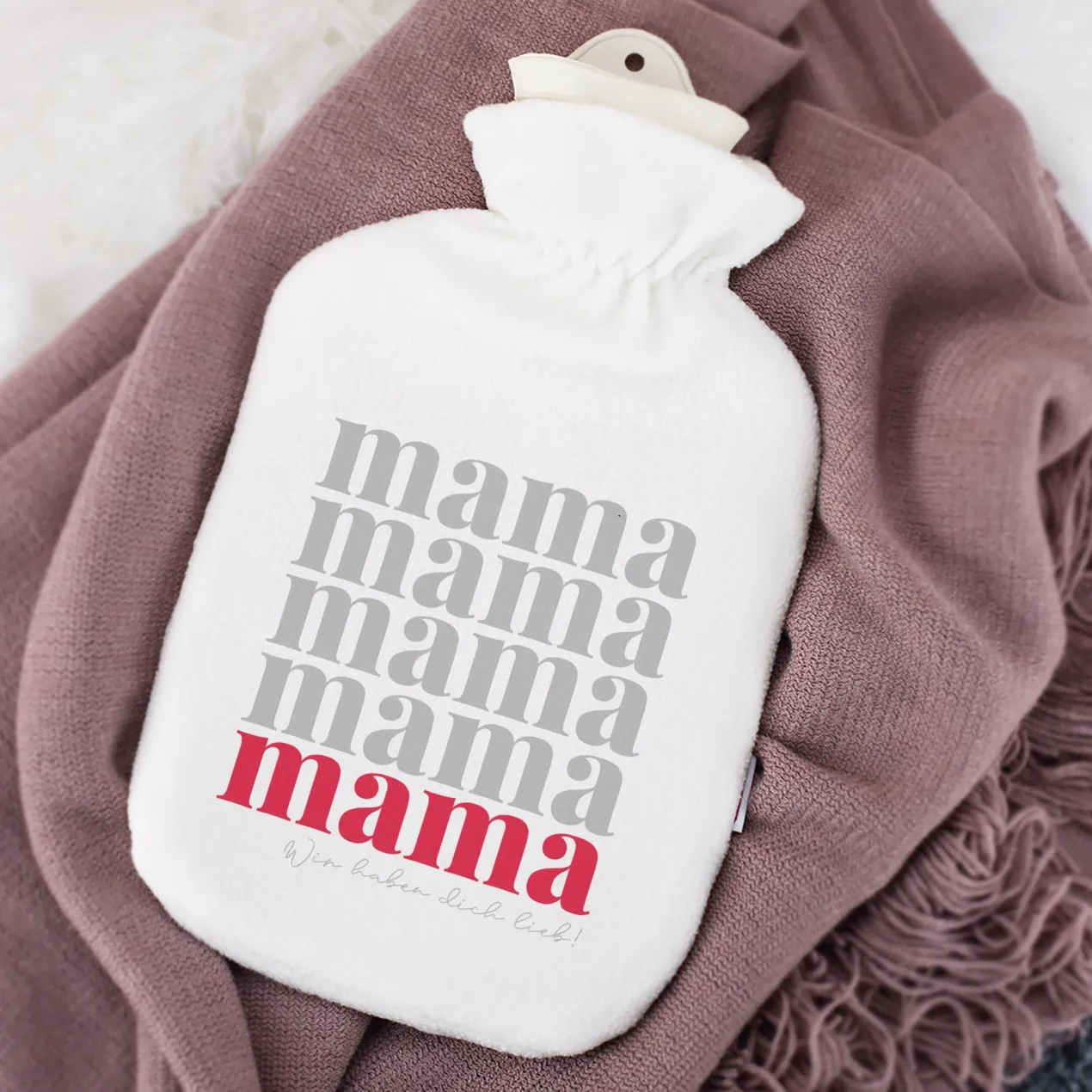 Personalisierte Wärmflasche als Geschenk zum Muttertag | Mama Motiv