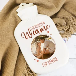Personalisierte Wärmflasche mit Foto & Name | Wärme schenken mit Herz für Familie & Freunde