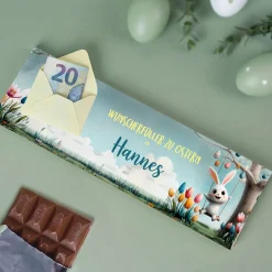Personalisierte XL Osterschokolade mit Name & Geldumschlag | 300g Schokolade als Geldgeschenk