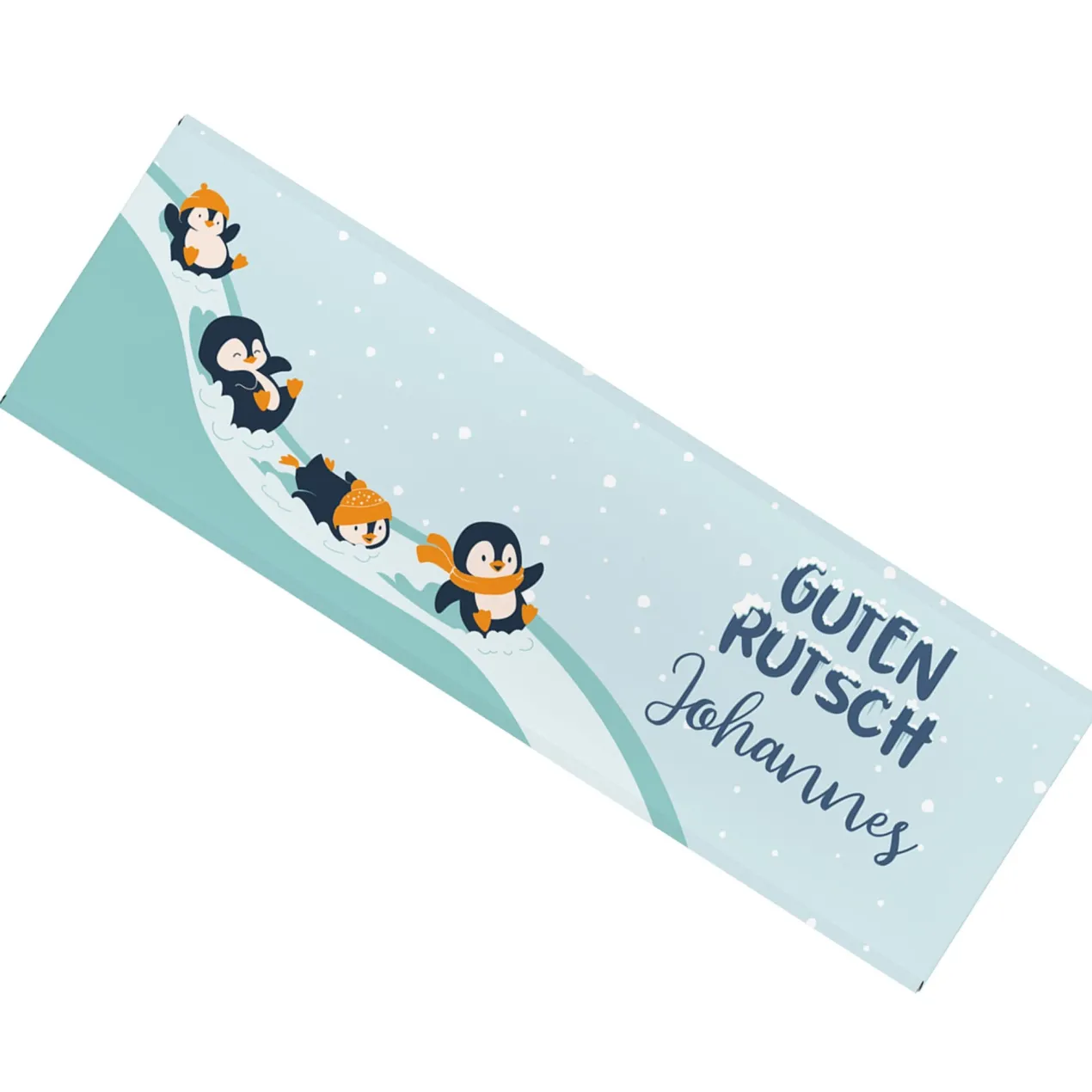 Personalisierte XL-Schokolade 'Guten Rutsch' mit Pinguin-Motiv & Name | Süßes Geschenk zu Silvester