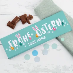 Personalisierte XL Schokolade 'Frohe Ostern' mit Wunschtext | 300g Schokoladentafel als Ostergeschenk