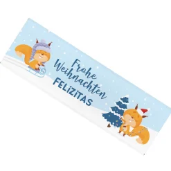 Personalisierte XL Weihnachtsschokolade mit Eichhörnchen-Motiv | Süßes Geschenk zu Weihnachten