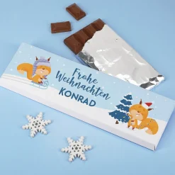 Personalisierte XL Weihnachtsschokolade mit Eichhörnchen-Motiv | Süßes Geschenk zu Weihnachten