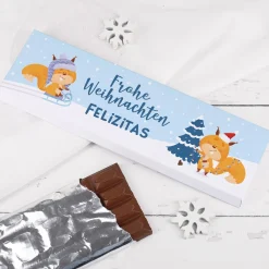 Personalisierte XL Weihnachtsschokolade mit Eichhörnchen-Motiv | Süßes Geschenk zu Weihnachten
