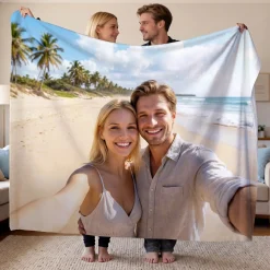 Personalisierte XXL Kuscheldecke mit Foto | Sherpadecke 150x200cm