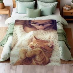 Personalisierte XXL Kuscheldecke mit Foto | Sherpadecke 150x200cm