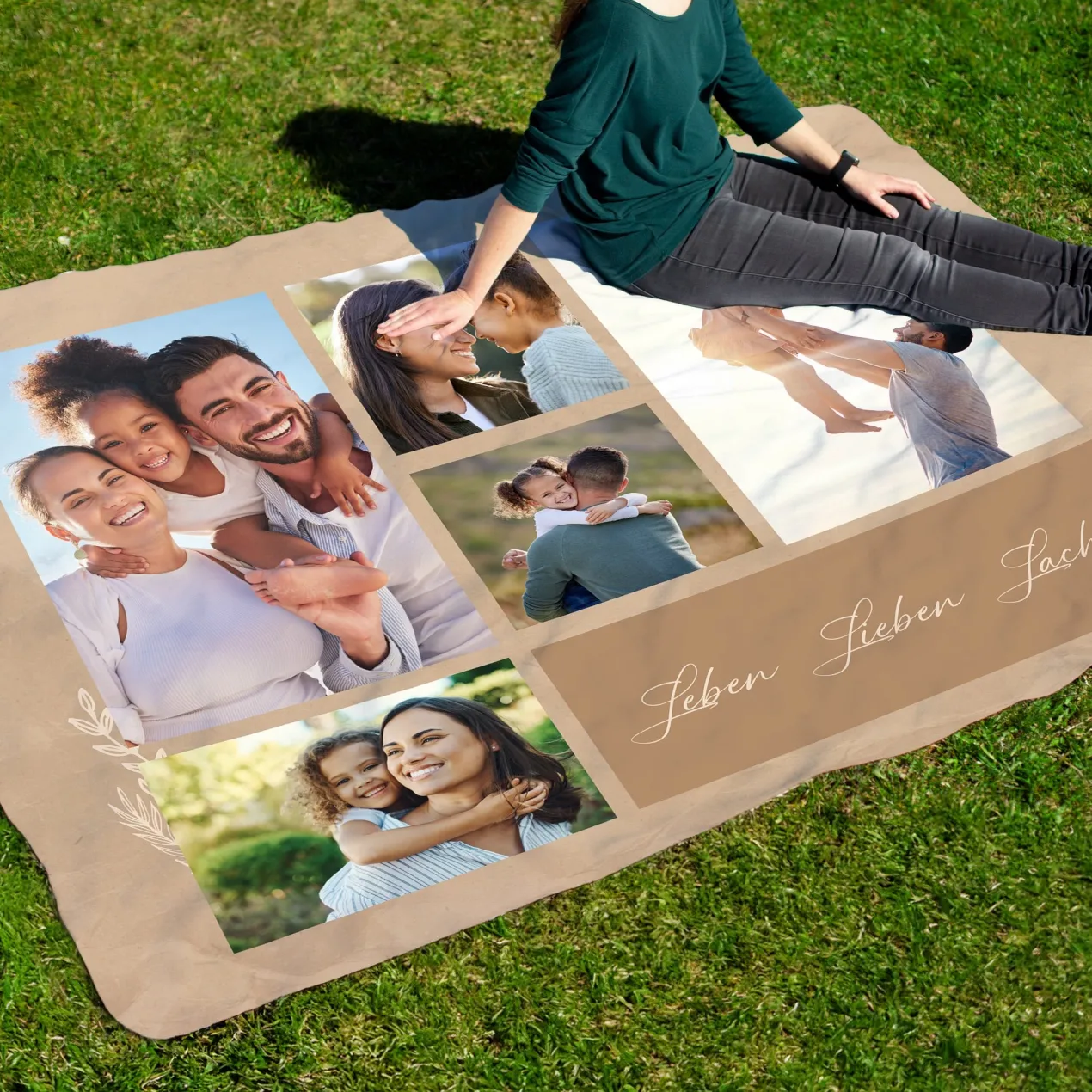 Personalisierte XXL Kuscheldecke mit 5 Foto & Wunschtext | Sherpadecke 150x200cm