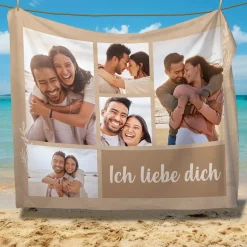 Personalisierte XXL Kuscheldecke mit 5 Foto & Wunschtext | Sherpadecke 150x200cm