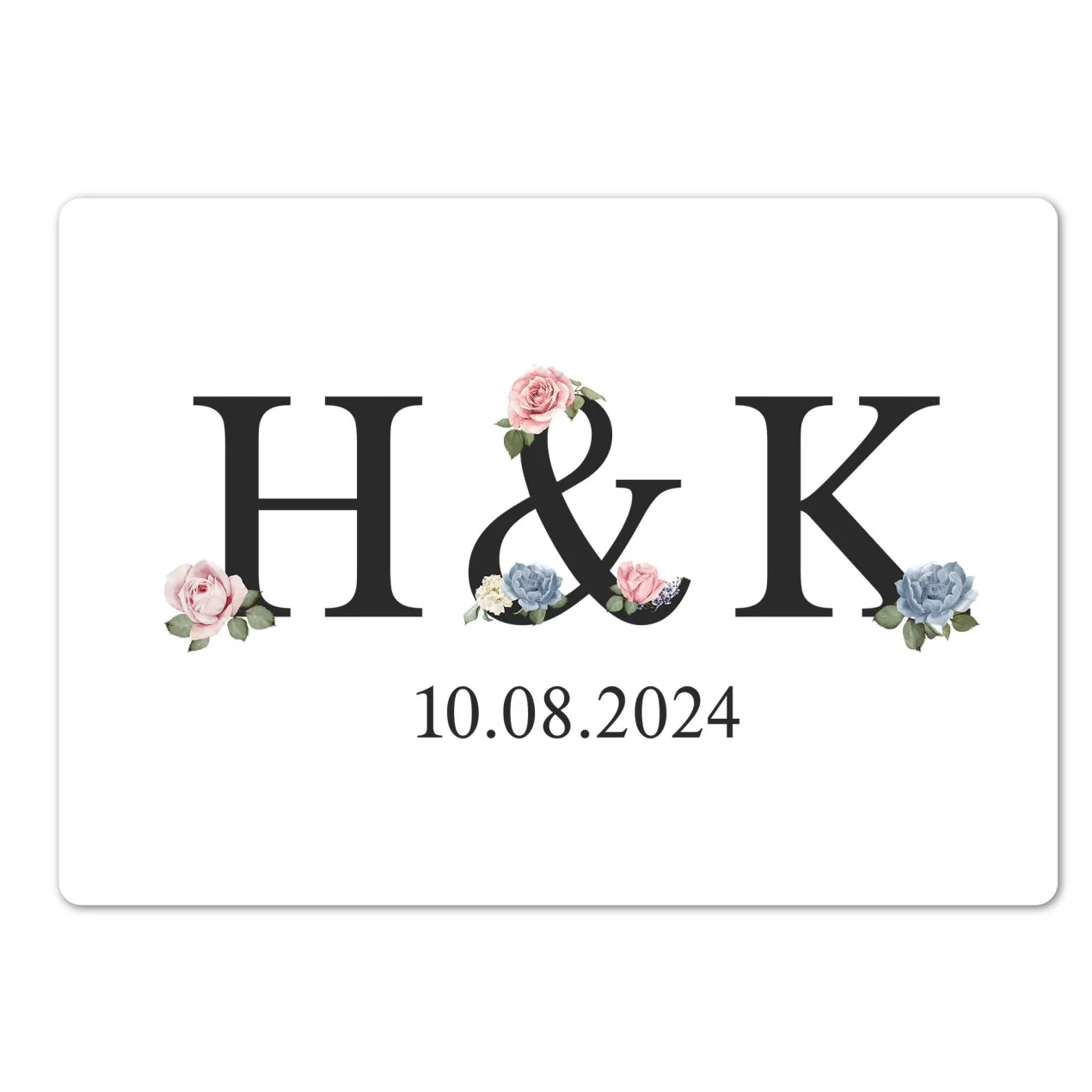 Personalisierte XXL Kuscheldecke zur Hochzeit mit Initialen und Datum | Sherpadecke 150x200cm