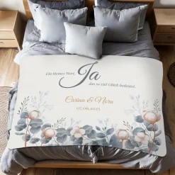 Personalisierte XXL Kuscheldecke zur Hochzeit mit Namen und Datum | Sherpadecke 150x200cm