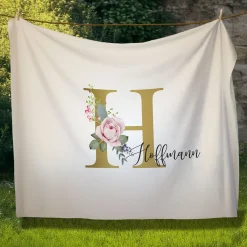 Personalisierte XXL Kuscheldecke mit Initiale und Name | Sherpadecke 150x200cm