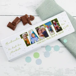 Personalisierte XXL Schokolade mit 5 Fotos als Geschenk für die beste Tante | 300 g