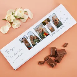 Personalisierte XXL Schokolade mit 5 Fotos als Geschenk für die beste Tante | 300 g