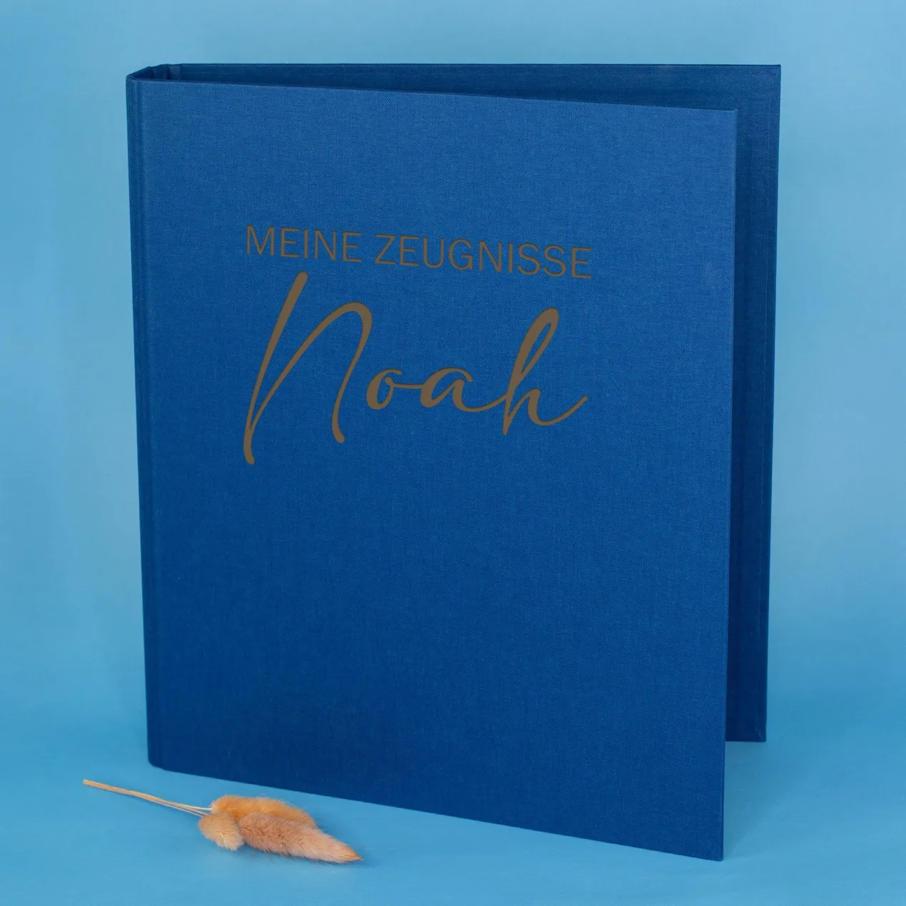 Personalisierte Zeugnismappe aus Leinen graviert mit Name und Farbauswahl | Geschenk für Schüler