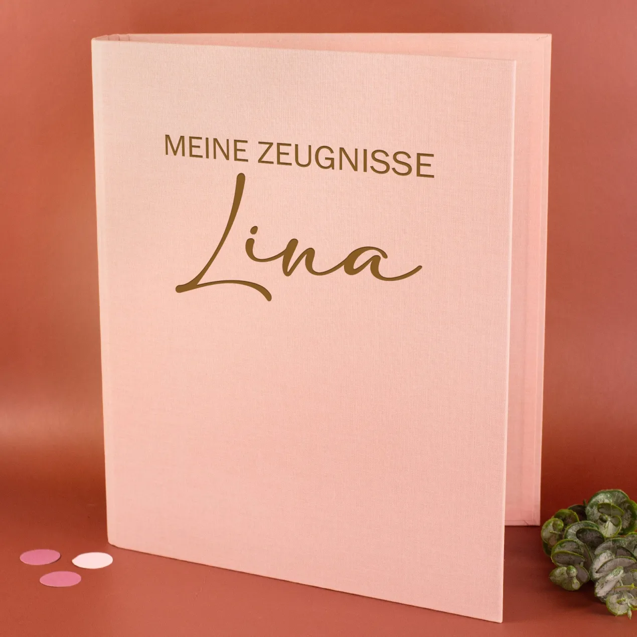 Personalisierte Zeugnismappe aus Leinen graviert mit Name und Farbauswahl | Geschenk für Schüler