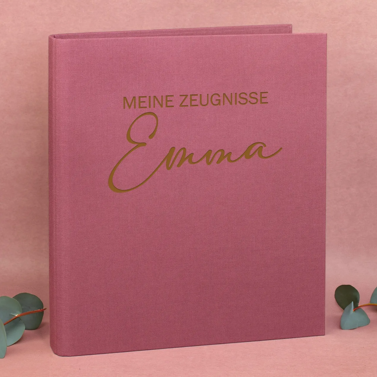Personalisierte Zeugnismappe aus Leinen graviert mit Name und Farbauswahl | Geschenk für Schüler