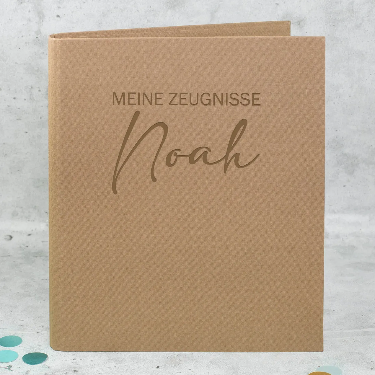 Personalisierte Zeugnismappe aus Leinen graviert mit Name und Farbauswahl | Geschenk für Schüler