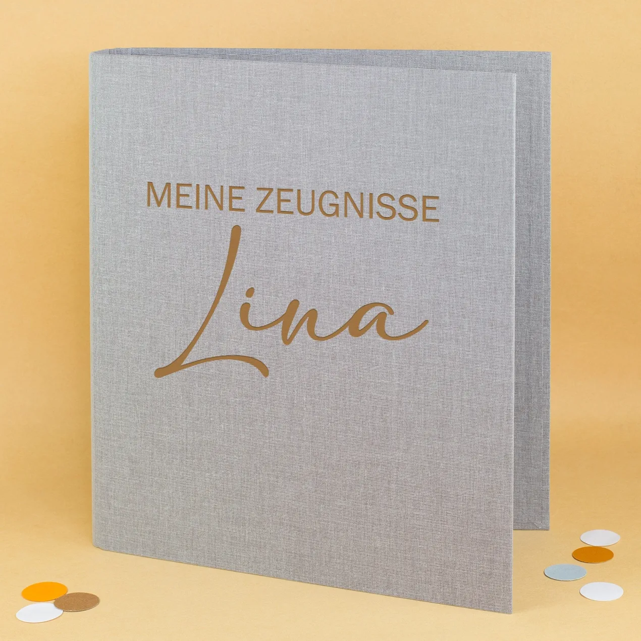 Personalisierte Zeugnismappe aus Leinen graviert mit Name und Farbauswahl | Geschenk für Schüler