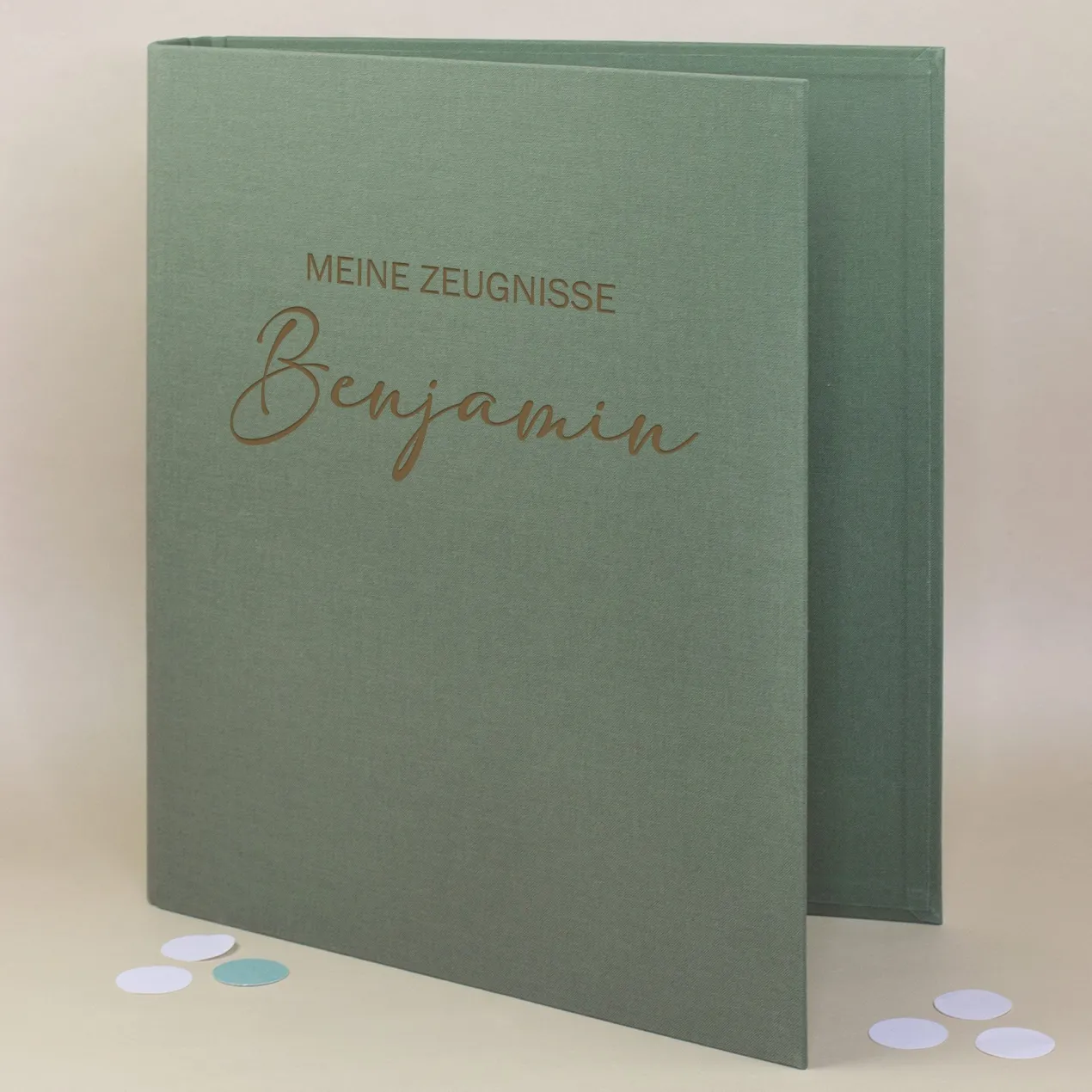 Personalisierte Zeugnismappe aus Leinen graviert mit Name und Farbauswahl | Geschenk für Schüler
