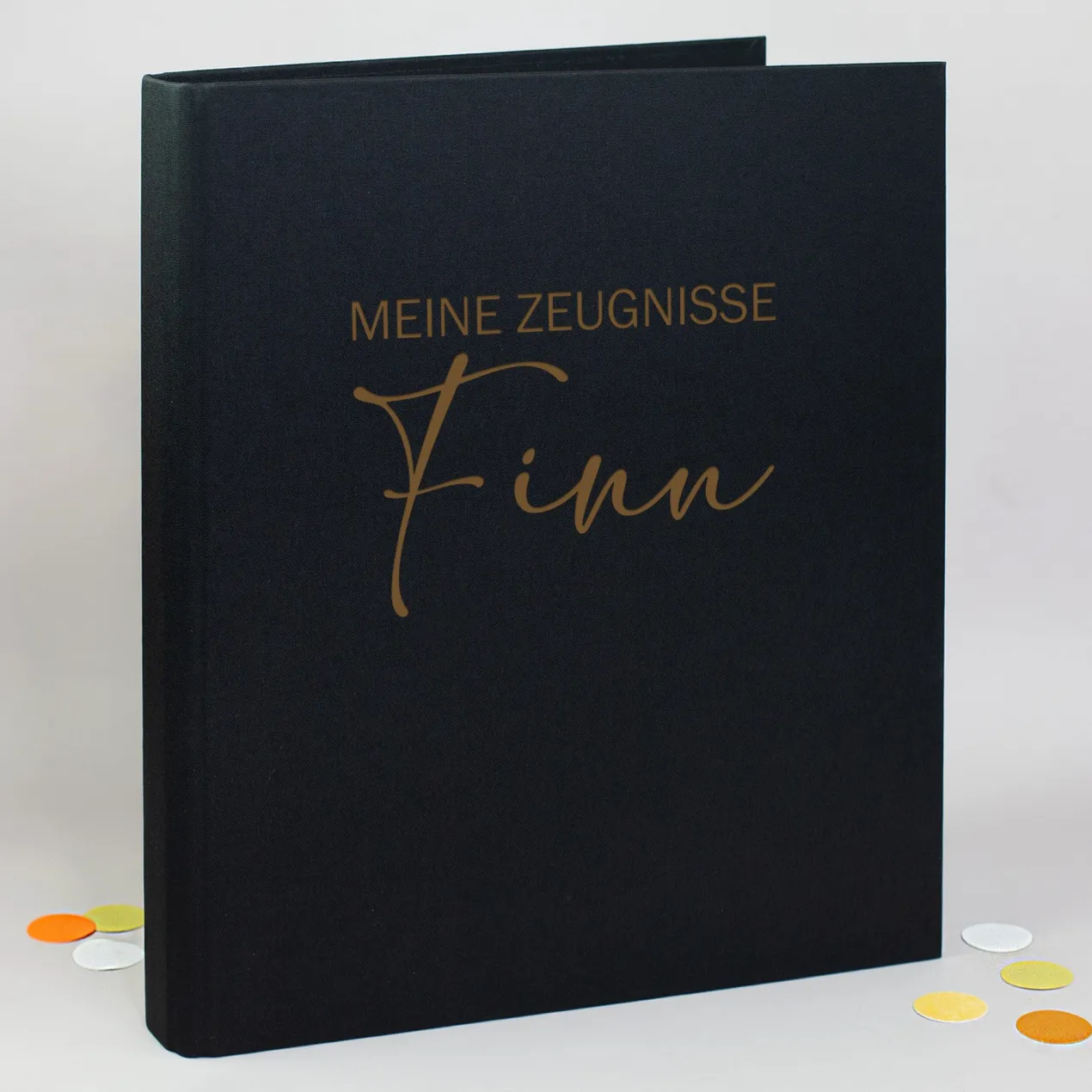 Personalisierte Zeugnismappe aus Leinen graviert mit Name und Farbauswahl | Geschenk für Schüler