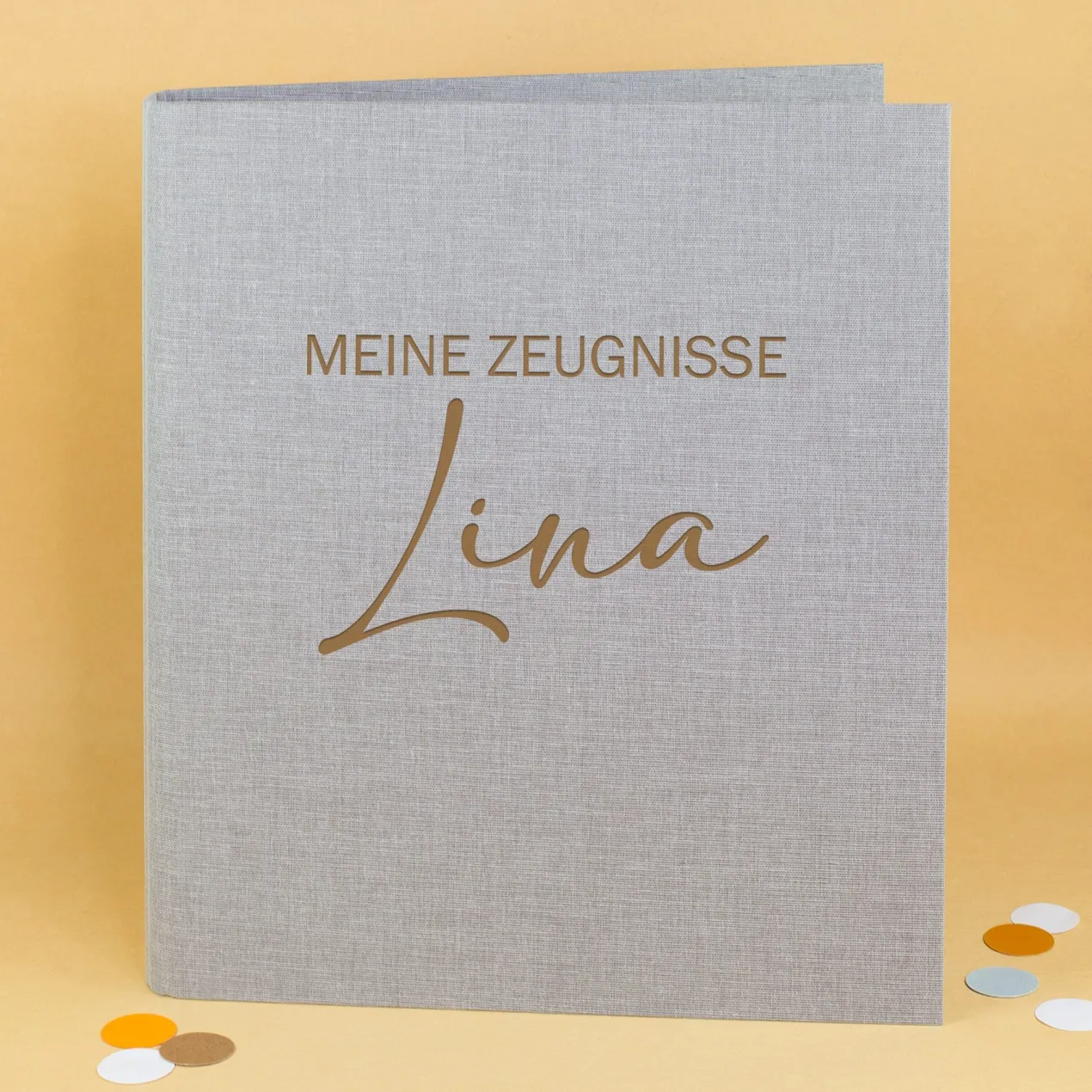 Personalisierte Zeugnismappe aus Leinen graviert mit Name und Farbauswahl | Geschenk für Schüler