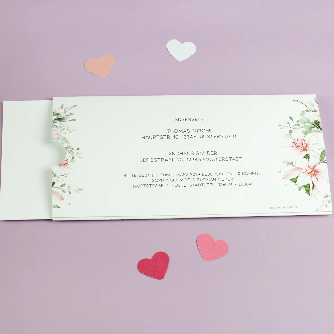 Personalisierte Ziehkarte als Hochzeitseinladung mit Junge & Mädchen | Effektkarte zur Hochzeit