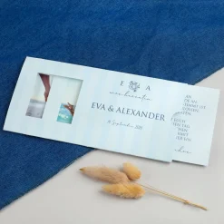 Personalisierte Ziehkarte als Hochzeitseinladung mit Fotos & Wunschtext | Effektkarte mit Überraschung