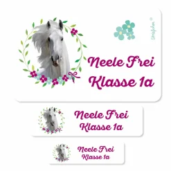Pferde - Aufkleberset mit Name in 3 Größen