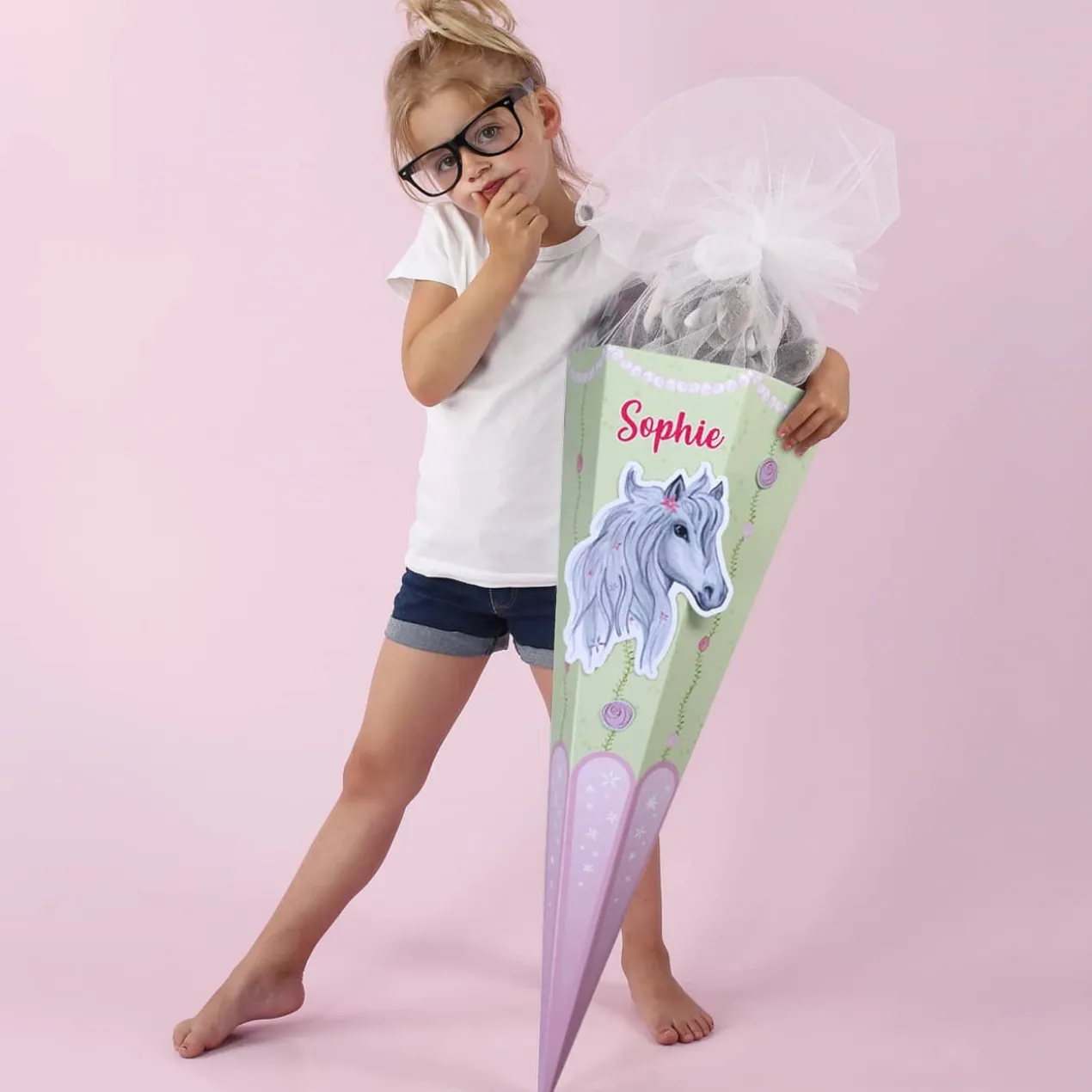 Pferde-Schultüte mit 3D Elementen und Name
