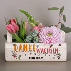 Pflanzkiste als Dankeschön für Erzieher