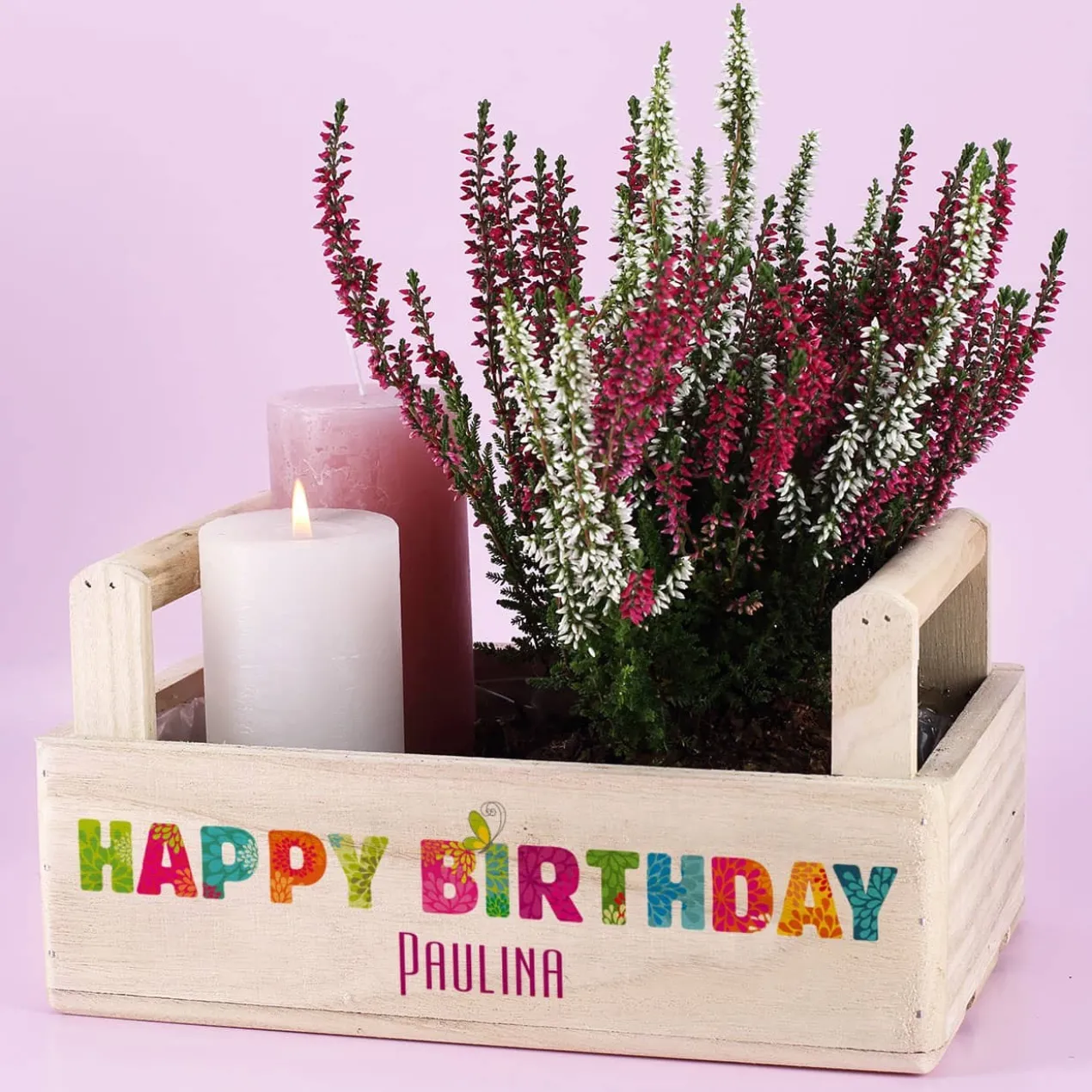 Pflanzkiste "Happy Birthday" mit 2 Griffen zum Geburtstag