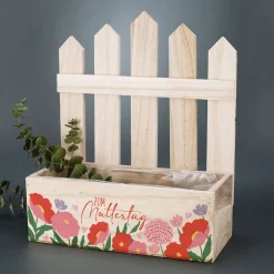Pflanzkorb aus Holz zum Muttertag mit Blumenmotiv | Geschenkverpackung & Pflanzkiste in 3 Varianten