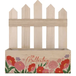 Pflanzkorb aus Holz zum Muttertag mit Blumenmotiv | Geschenkverpackung & Pflanzkiste in 3 Varianten