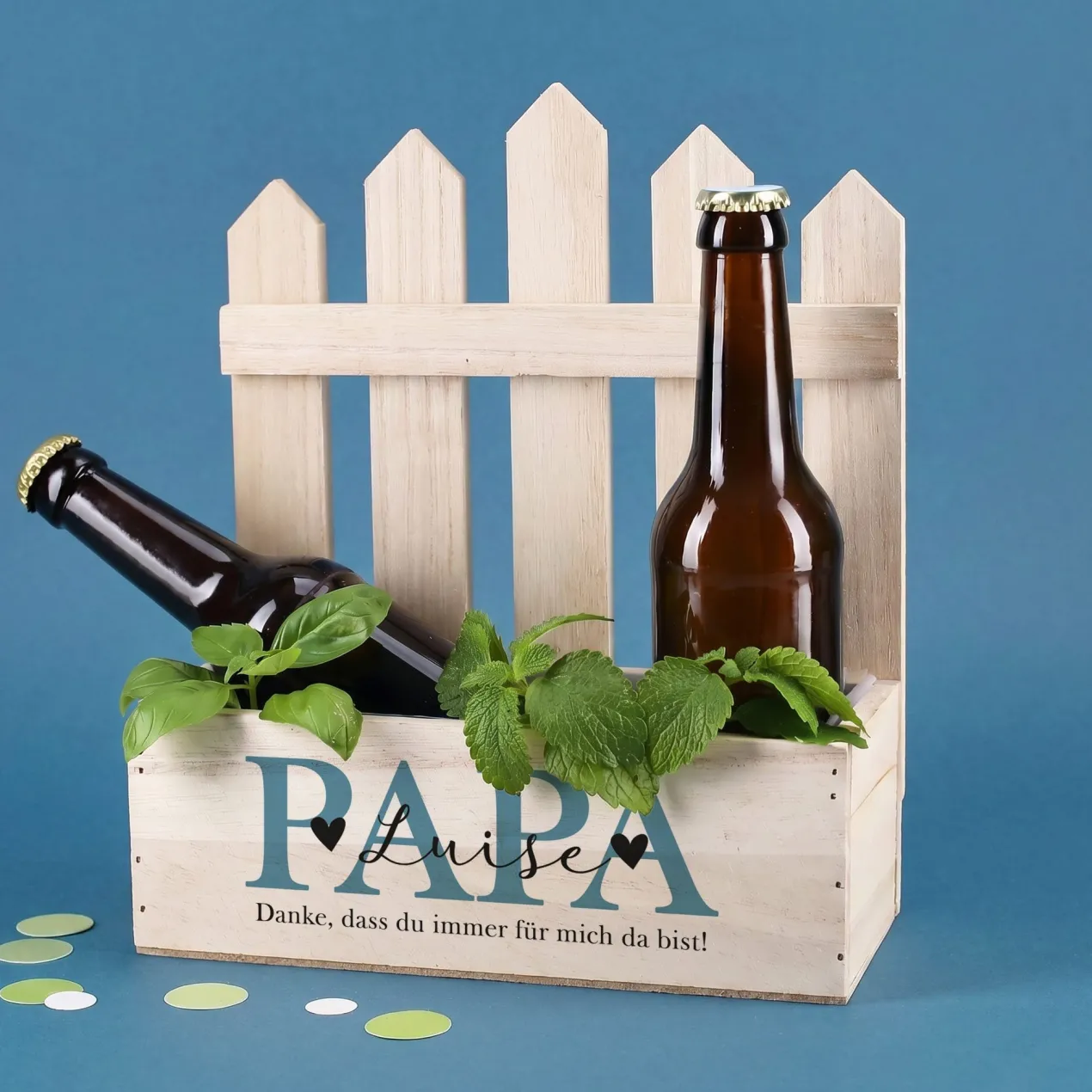 Pflanzkorb Zaun für den besten Papa mit persönlichem Aufdruck