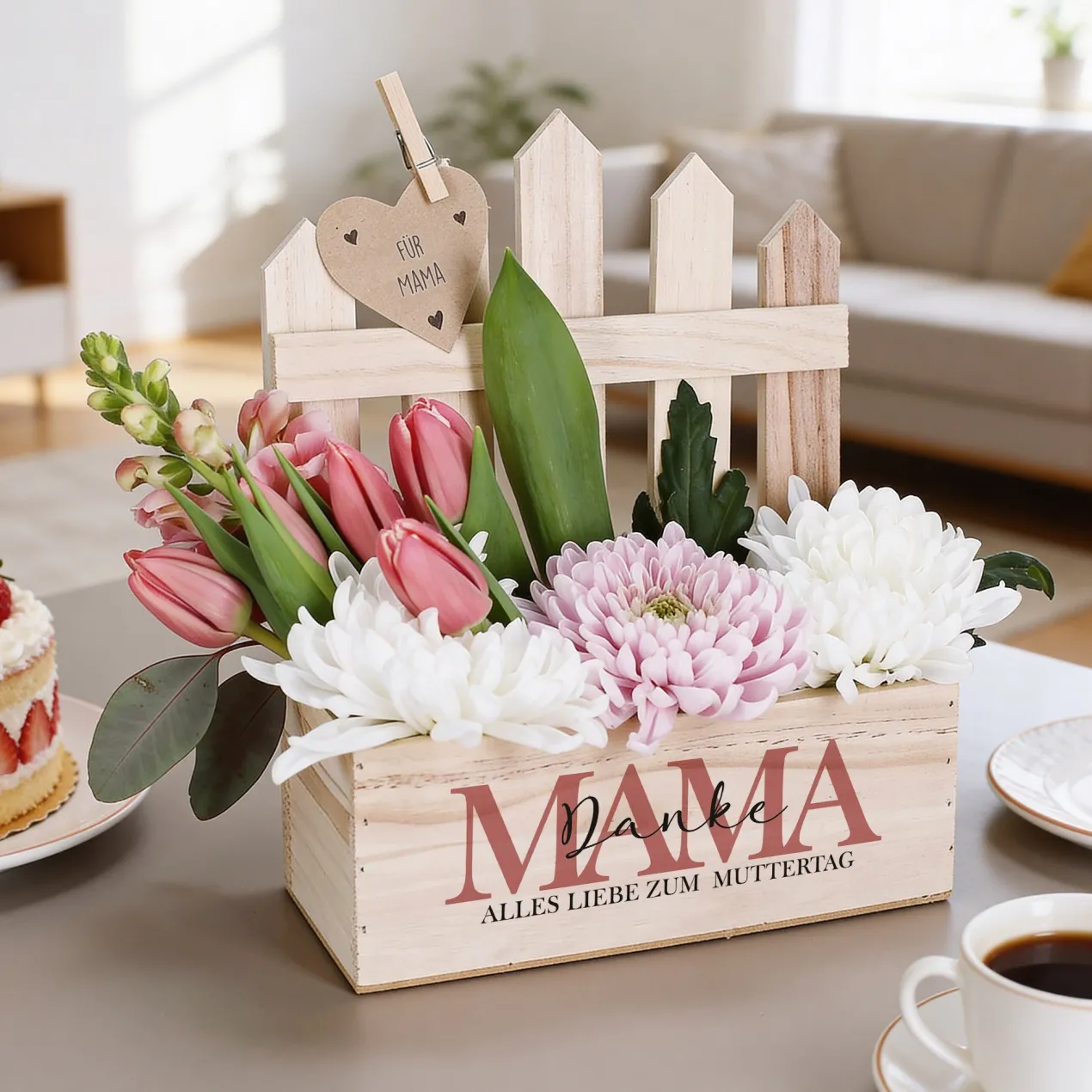 Pflanzkorb Zaun für die beste Mama mit persönlichem Aufdruck