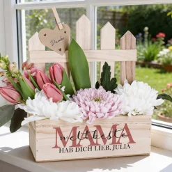 Pflanzkorb Zaun für die beste Mama mit persönlichem Aufdruck