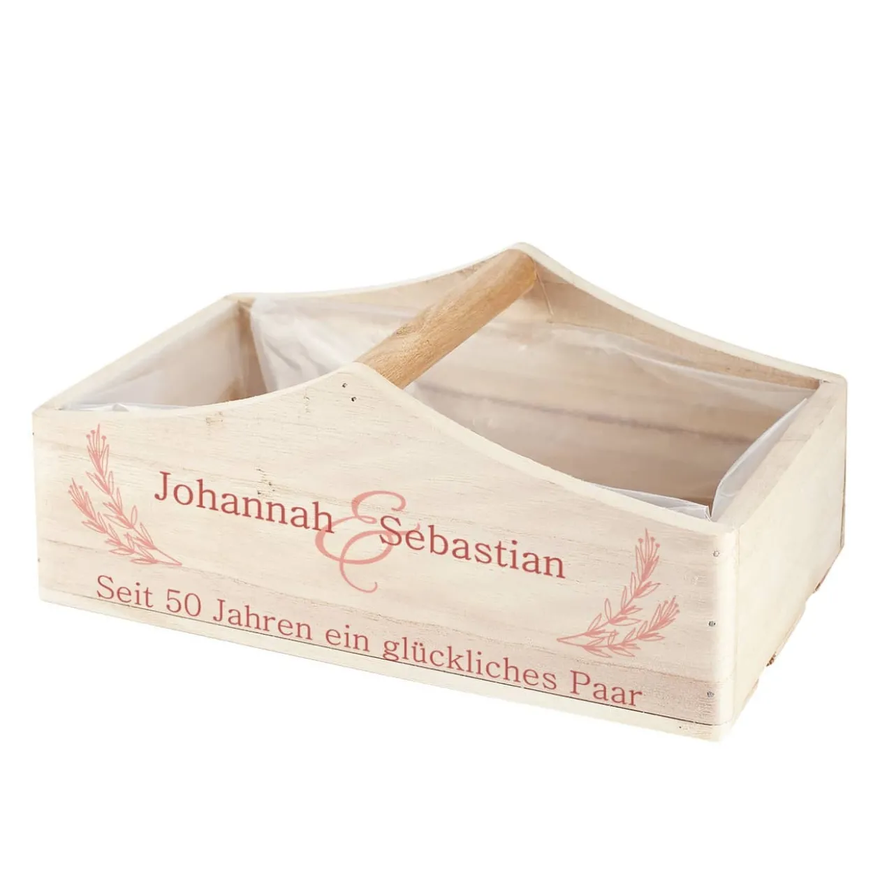 Pflanzkorb zur Hochzeit mit Namen und Wunschtext